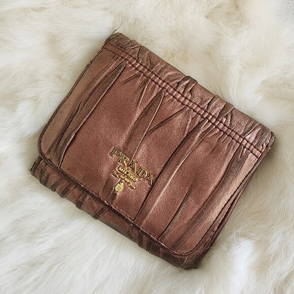PRADA Nappa Gaufre Antico Mordo Trifold Wallet NEEDS CLEANING